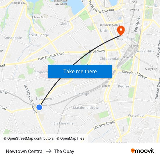 Newtown Central to The Quay map