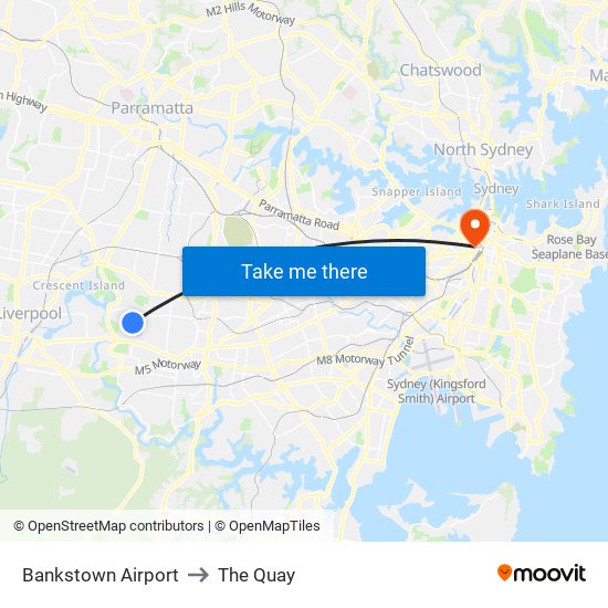 Bankstown Airport to The Quay map