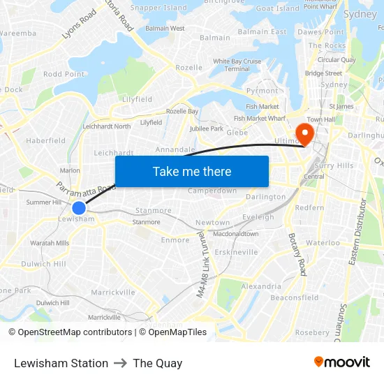 Lewisham Station to The Quay map