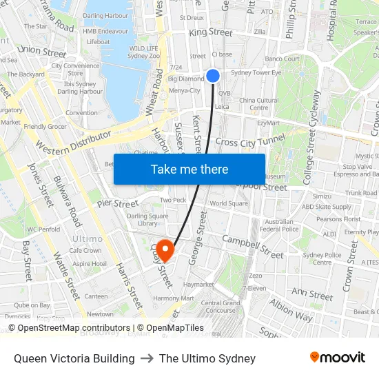 Queen Victoria Building to The Ultimo Sydney map