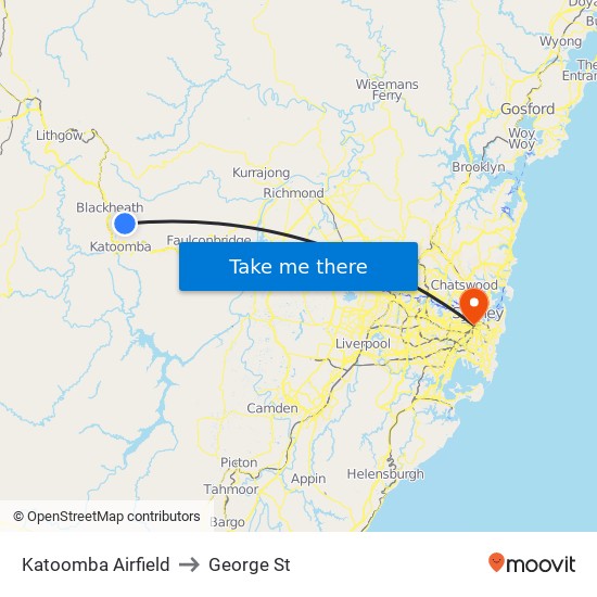 Katoomba Airport to George St map