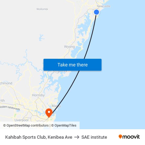 Kahibah Sports Club, Kenibea Ave to SAE institute map