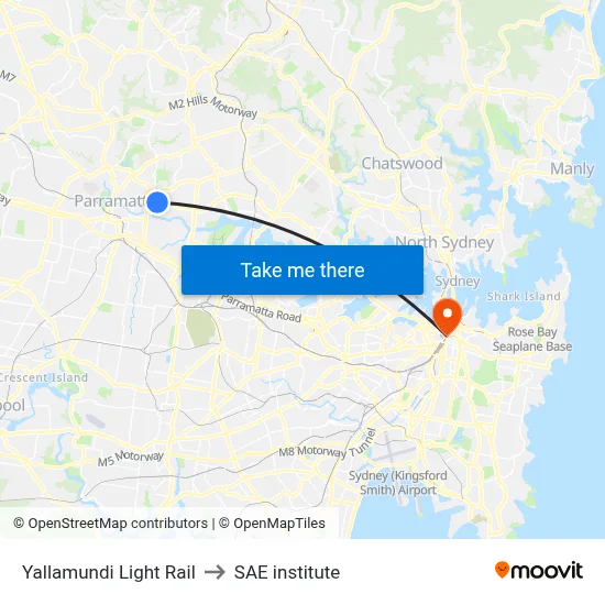 Yallamundi Light Rail to SAE institute map