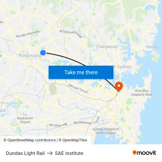 Dundas Light Rail to SAE institute map