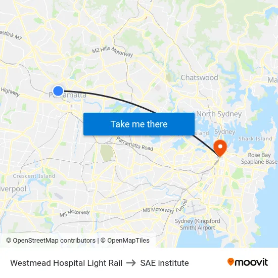 Westmead Hospital Light Rail to SAE institute map