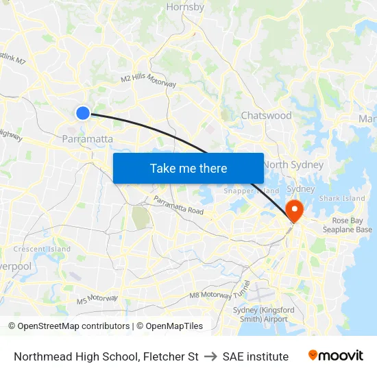 Northmead High School, Fletcher St to SAE institute map