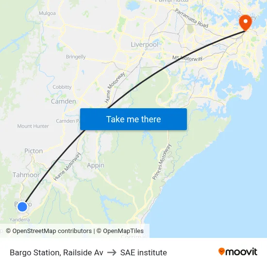 Bargo Station, Railside Av to SAE institute map
