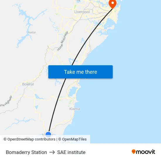 Bomaderry Station to SAE institute map
