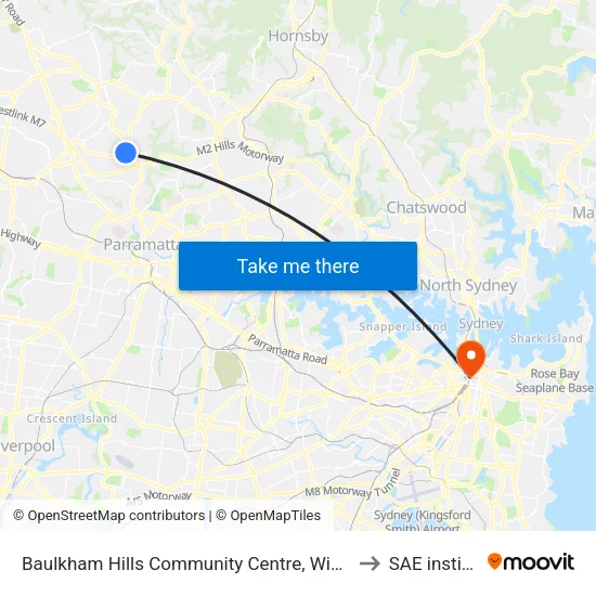 Baulkham Hills Community Centre, Windsor Rd to SAE institute map