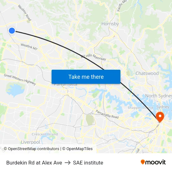 Burdekin Rd at Alex Ave to SAE institute map