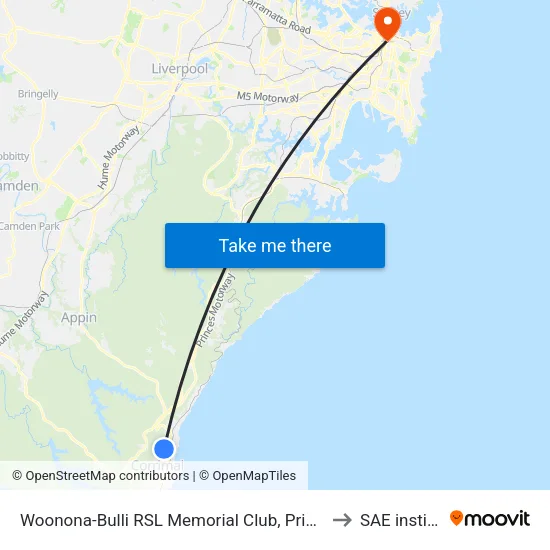 Woonona-Bulli RSL Memorial Club, Princes Hwy to SAE institute map