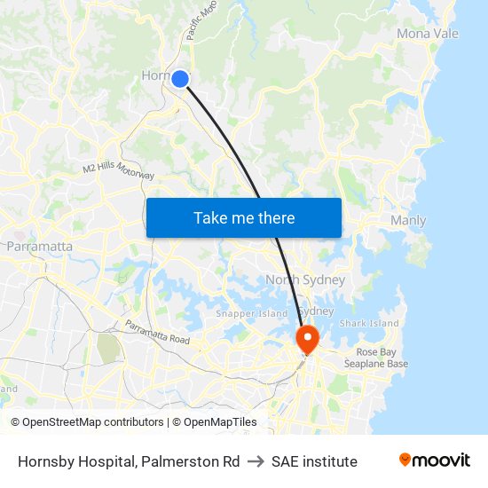 Hornsby Hospital, Palmerston Rd to SAE institute map