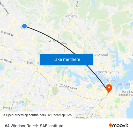 64 Windsor Rd to SAE institute map