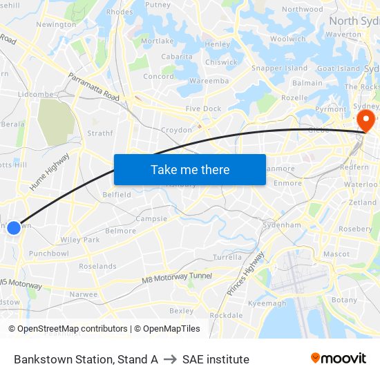 Bankstown Station, Stand A to SAE institute map