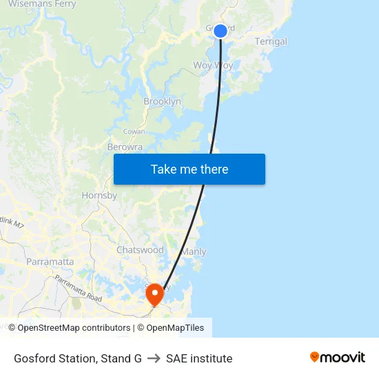 Gosford Station, Stand G to SAE institute map