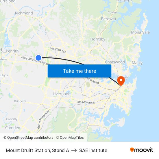 Mount Druitt Station, Stand A to SAE institute map