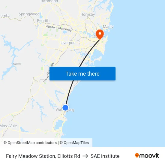 Fairy Meadow Station, Elliotts Rd to SAE institute map