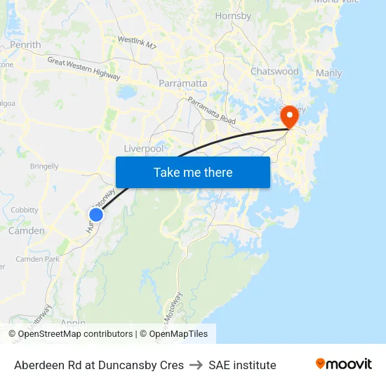 Aberdeen Rd at Duncansby Cres to SAE institute map