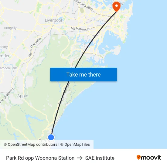 Park Rd opp Woonona Station to SAE institute map