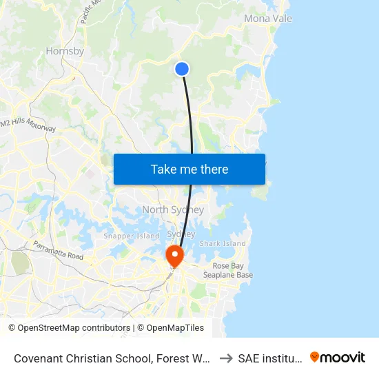 Covenant Christian School, Forest Way to SAE institute map