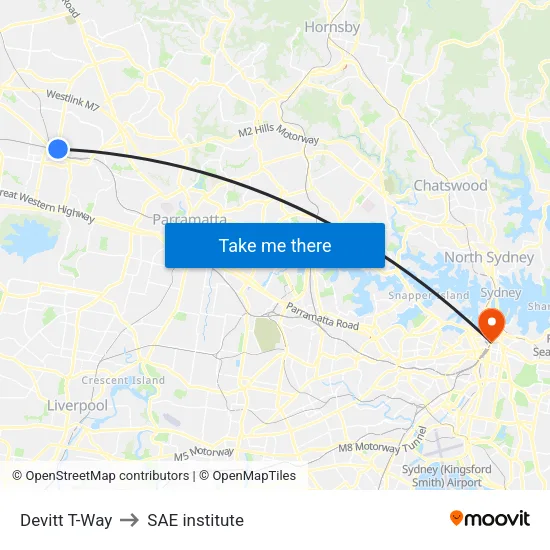 Devitt T-Way to SAE institute map