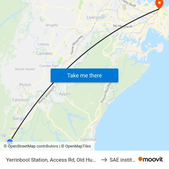 Yerrinbool Station, Access Rd, Old Hume Hwy to SAE institute map