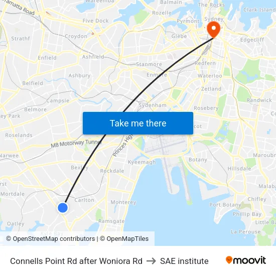 Connells Point Rd after Woniora Rd to SAE institute map