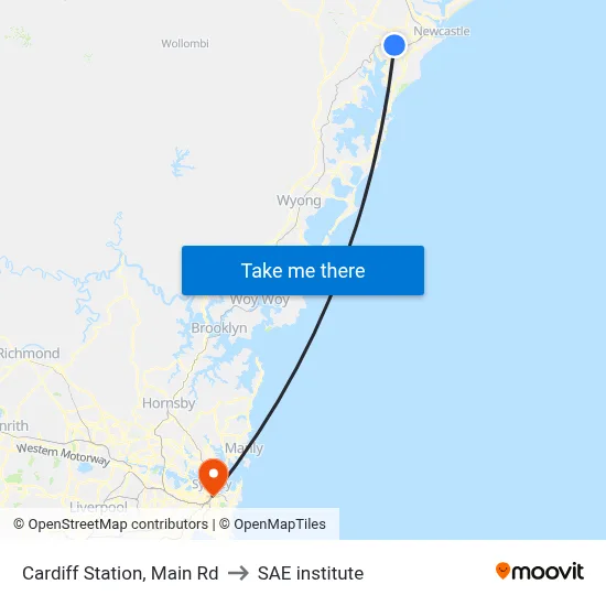 Cardiff Station, Main Rd to SAE institute map