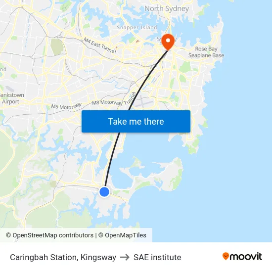 Caringbah Station, Kingsway to SAE institute map