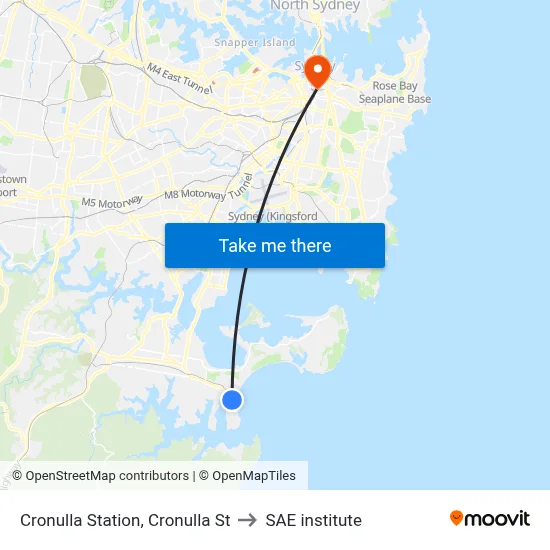 Cronulla Station, Cronulla St to SAE institute map