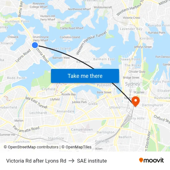 Victoria Rd after Lyons Rd to SAE institute map