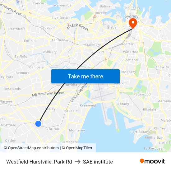 Westfield Hurstville, Park Rd to SAE institute map