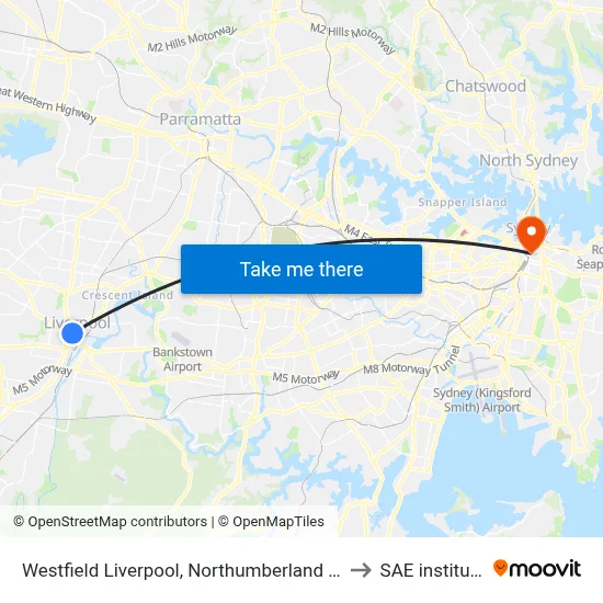 Westfield Liverpool, Northumberland St to SAE institute map