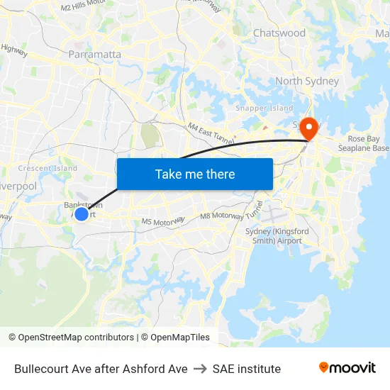 Bullecourt Ave after Ashford Ave to SAE institute map