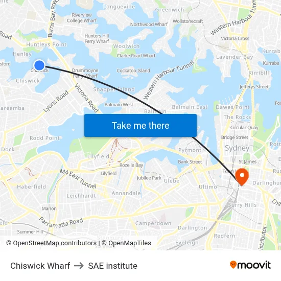 Chiswick Wharf to SAE institute map