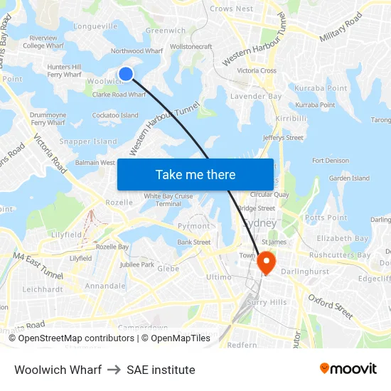 Woolwich Wharf to SAE institute map