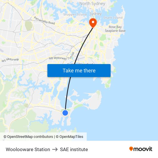 Woolooware Station to SAE institute map