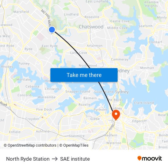 North Ryde Station to SAE institute map