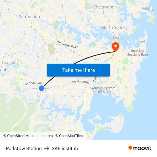 Padstow Station to SAE institute map