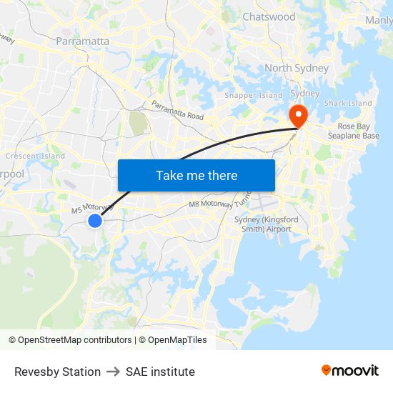 Revesby Station to SAE institute map