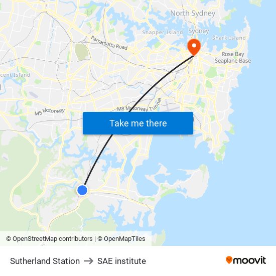 Sutherland Station to SAE institute map