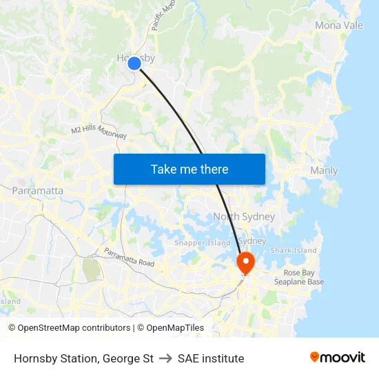 Hornsby Station, George St to SAE institute map