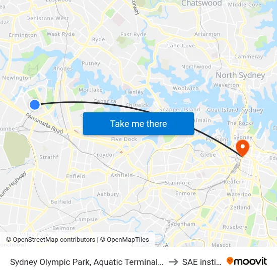 Sydney Olympic Park, Aquatic Terminal, Stand 1A to SAE institute map