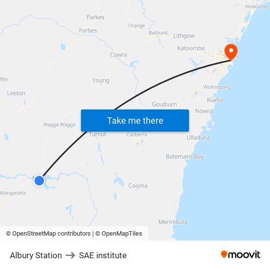 Albury Station to SAE institute map