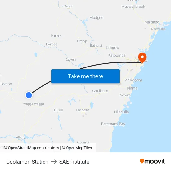 Coolamon Station to SAE institute map