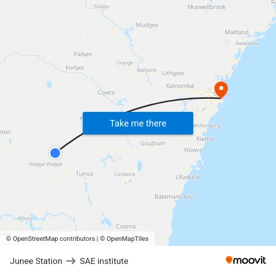 Junee Station to SAE institute map