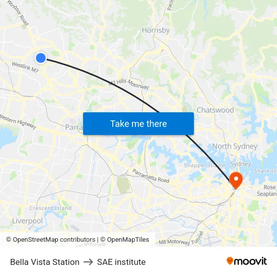 Bella Vista Station to SAE institute map