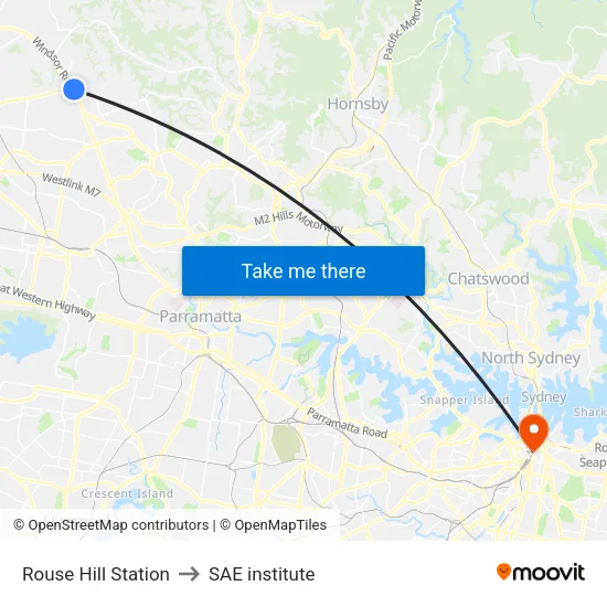 Rouse Hill Station to SAE institute map
