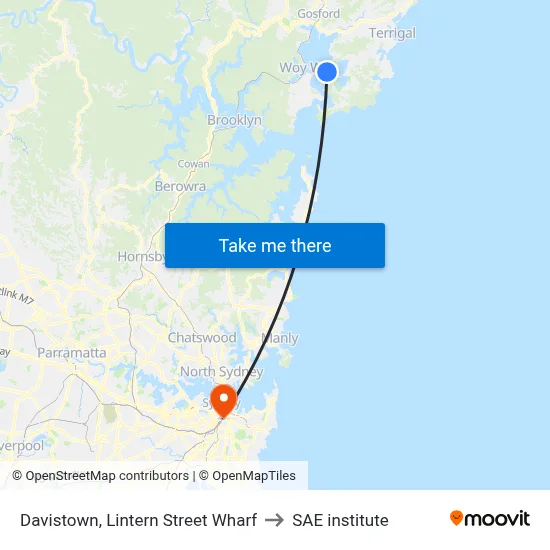 Davistown, Lintern Street Wharf to SAE institute map