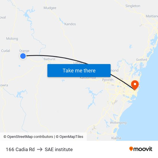 166 Cadia Rd to SAE institute map